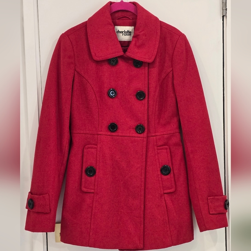 Charlotte Russe Red Short Peacoat, Chic & Classic